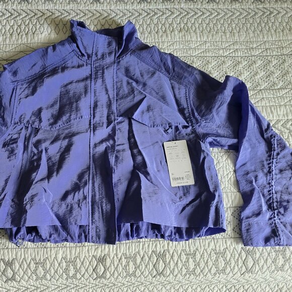 Athleta Arrival Rain Jacket Dark Adonis Blue (purple) Oversized Small NWT - Picture 6 of 13